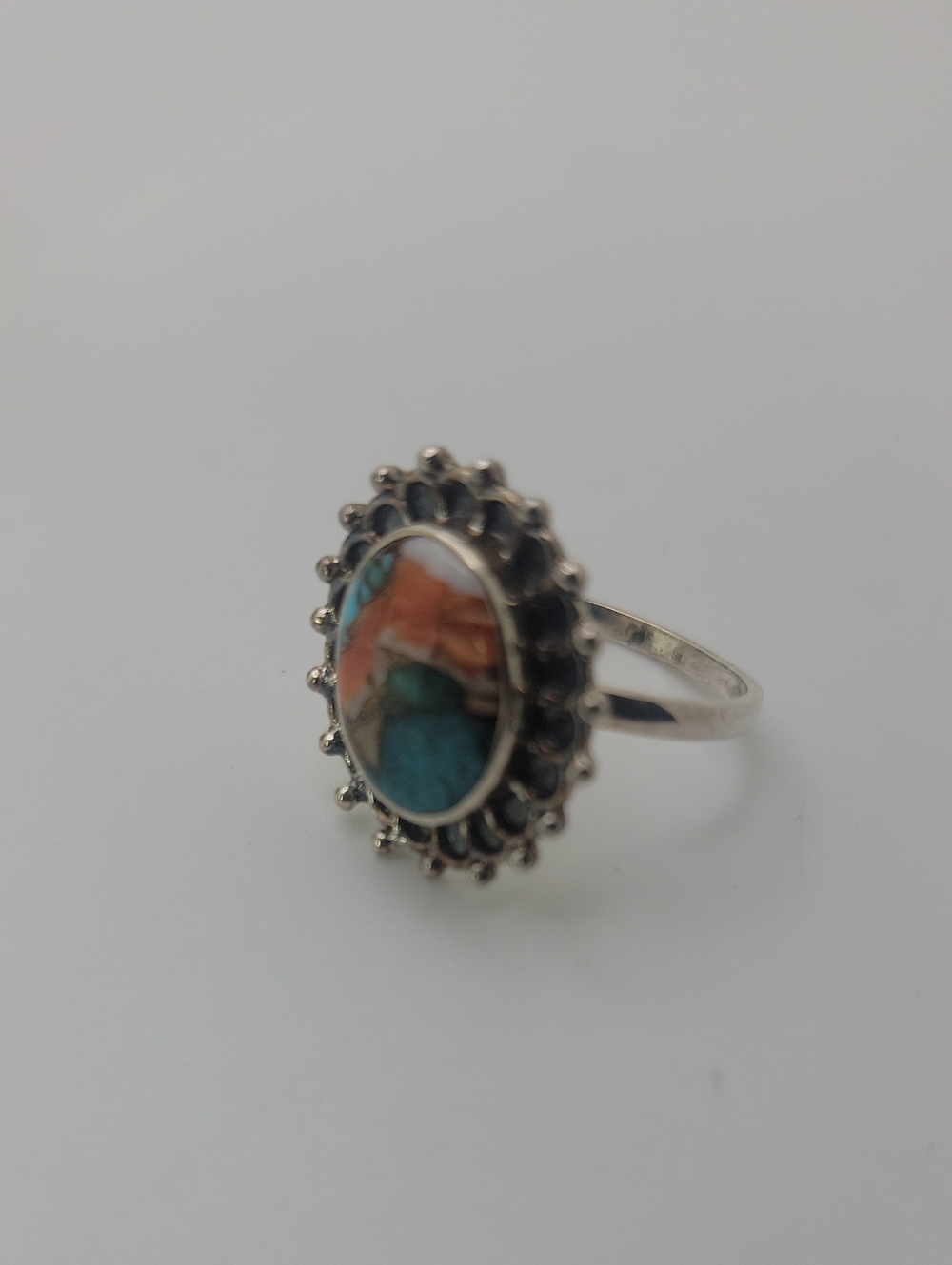 Size 9.5 Oyster Turquoise 925 Sterling Ring - Picture 6 of 7